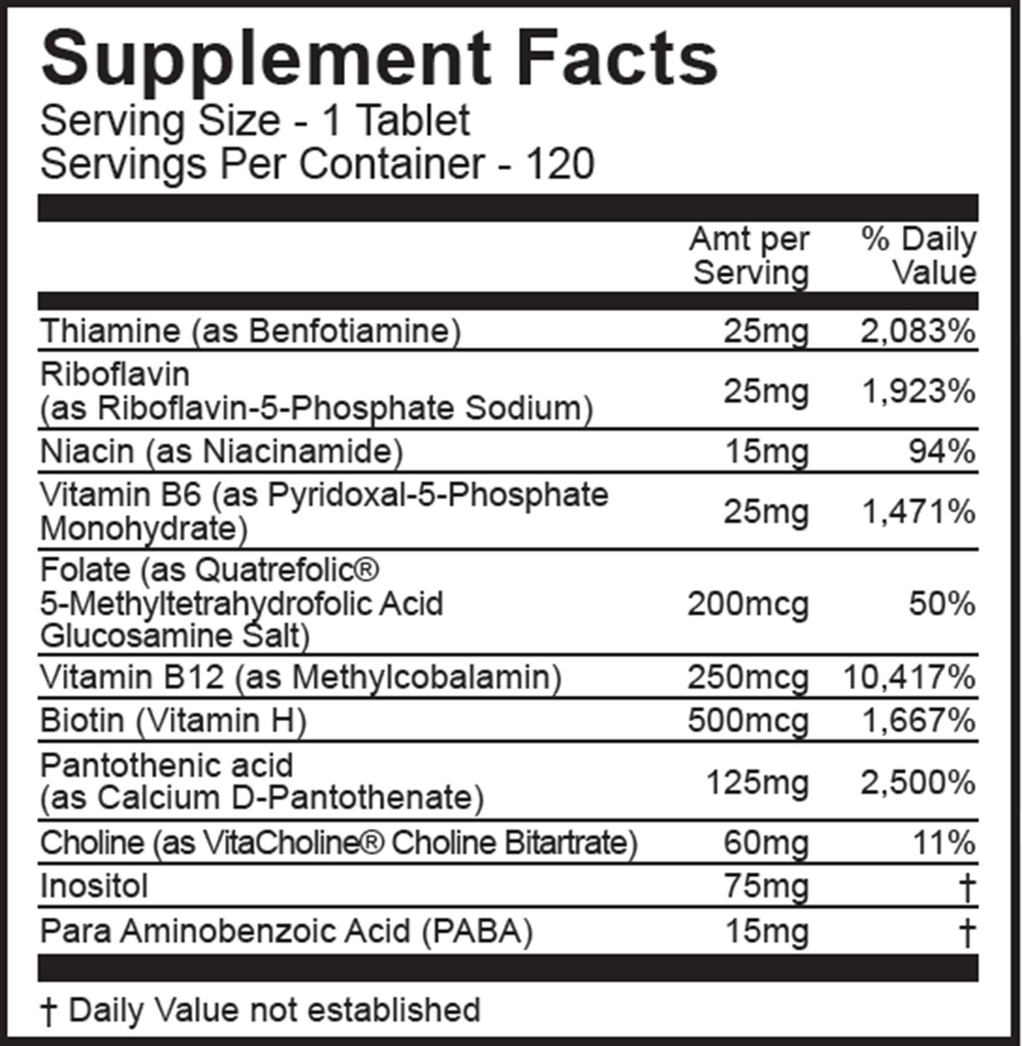 Activated B w/SRT 120 tabs