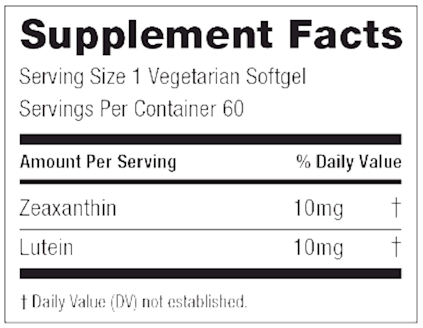 Zeaxanthin and Lutein 60 softgels