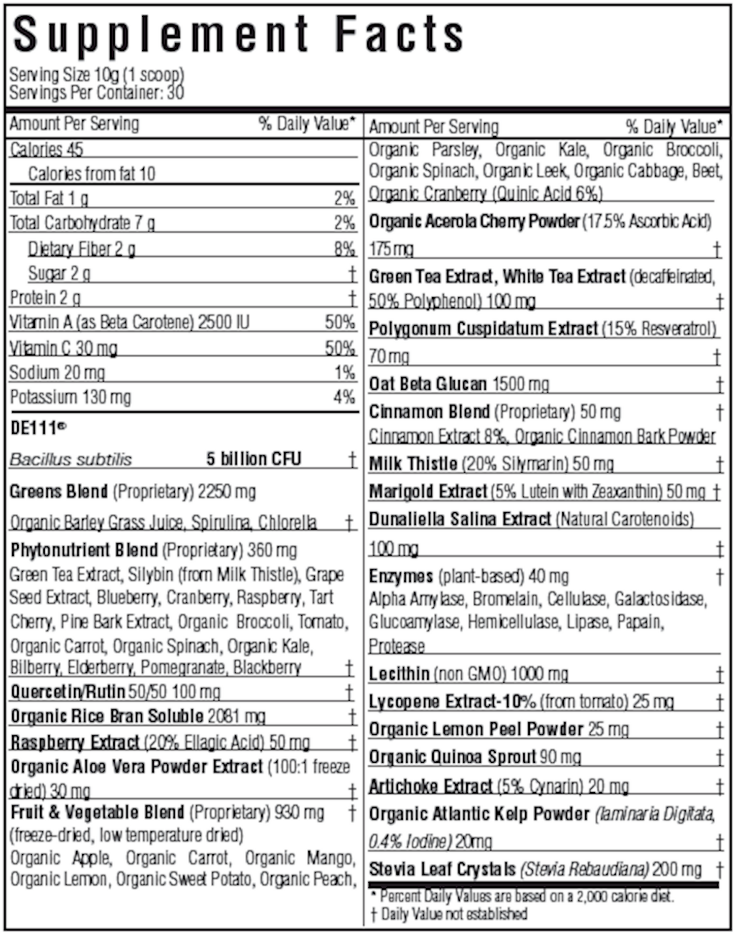 nanogreens10+probiotic Green App 30 srv