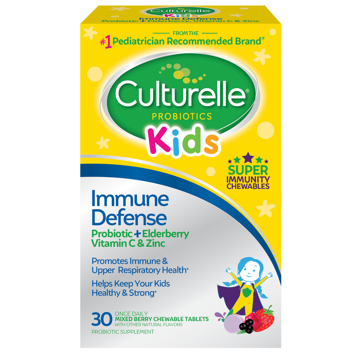 Culturelle Kids Immune Defense + Elderberry Probiotic Chewable 30 ct