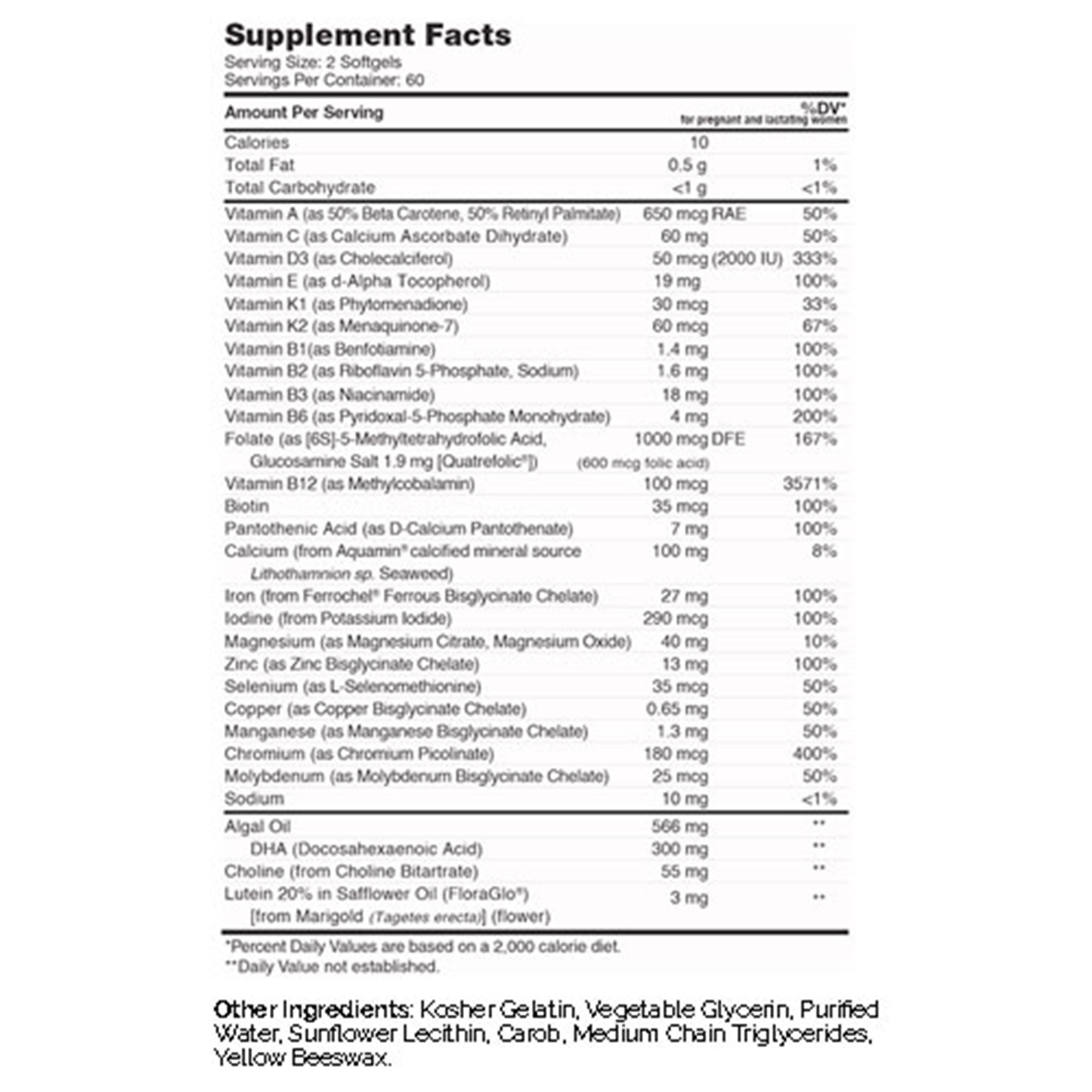 Prenatal +DHA Optimal 60 softgels