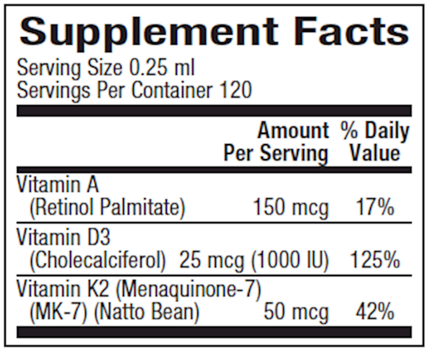 Vitamin K2, D3 & A 1 fl oz
