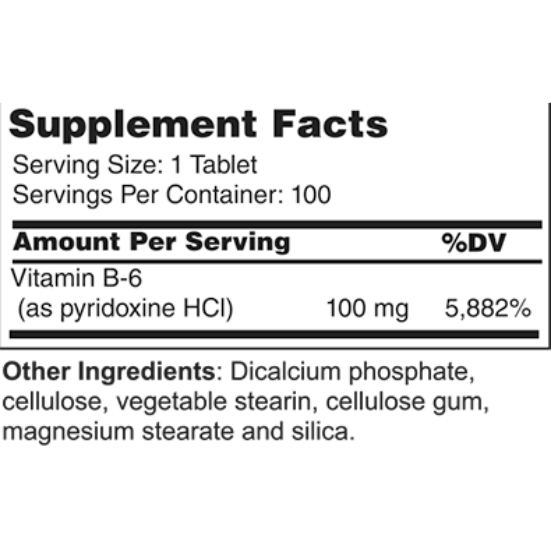 Vitamin B-6 Pyridoxine 100 mg (10152)