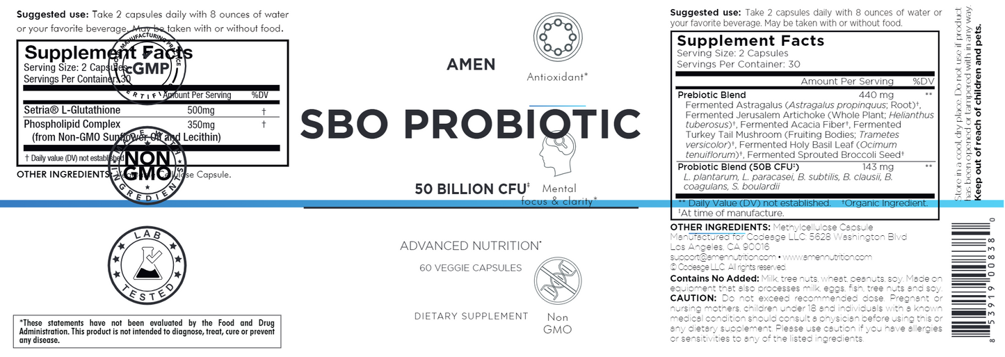 SBO Probiotic 50 bil CFU 60 vegcaps