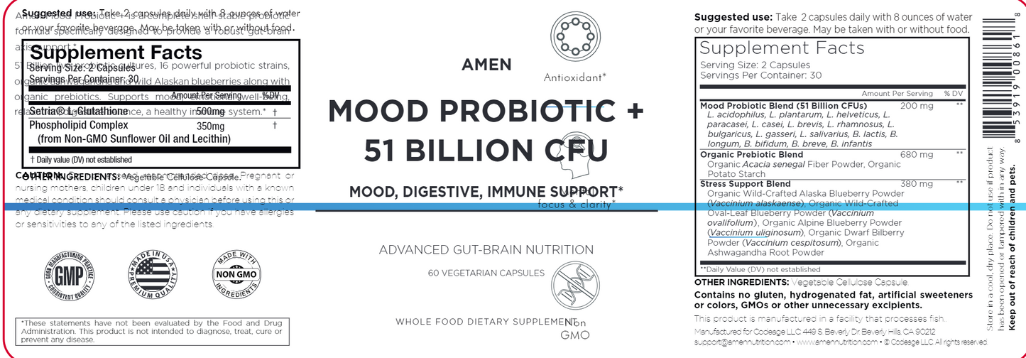 Mood Probiotic + 51 Bil CFU 60 vegcaps