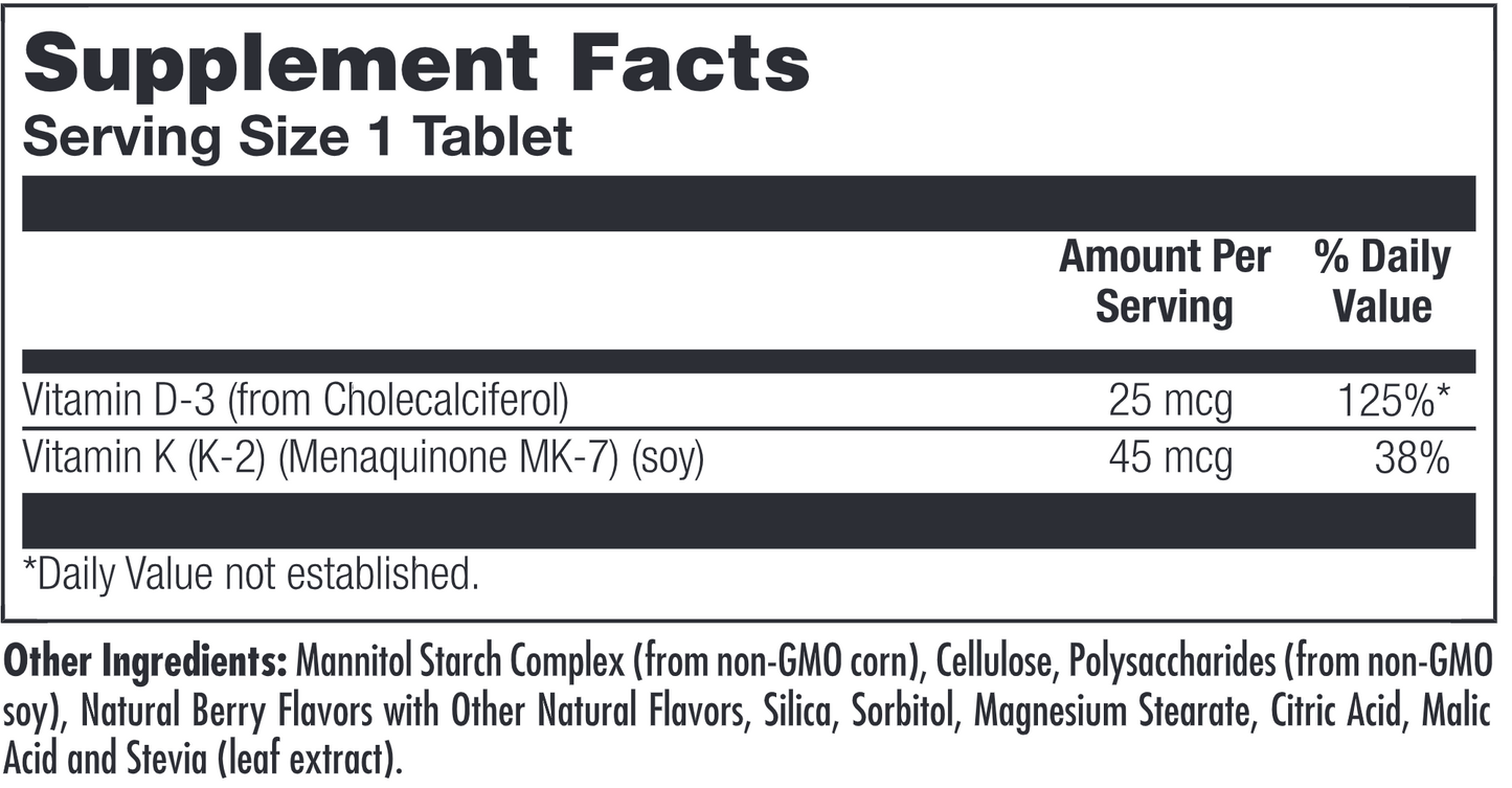 D3 & K2 ActivMelt Raspberry 60 tabs