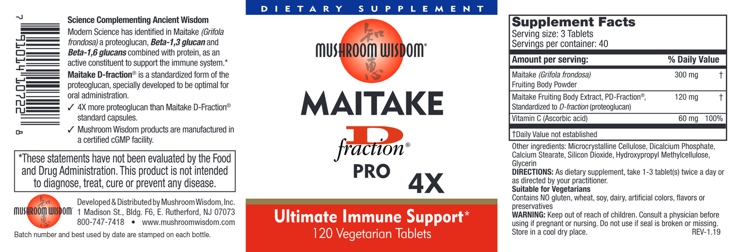 Maitake D Fraction Pro 4X 120 vegtabs