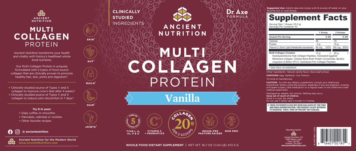Multi Collagen Vanilla Powder 45 Serv