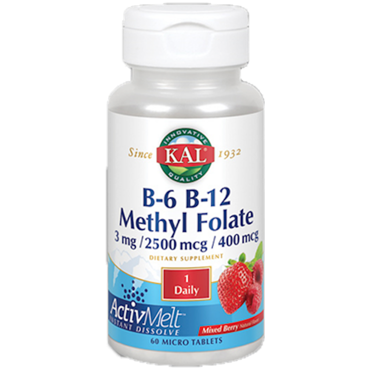 B6 B12 Methyl Folate ActivMelt Berry 60 vegtabs