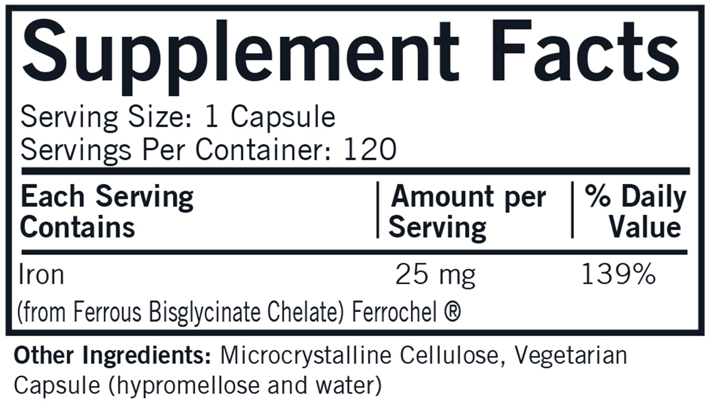 Iron Ferrochel 25 mg 120 capsules