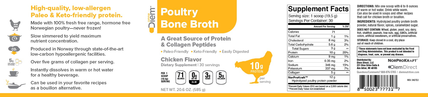 Poultry Bone Broth Chicken Fl 20.6 oz