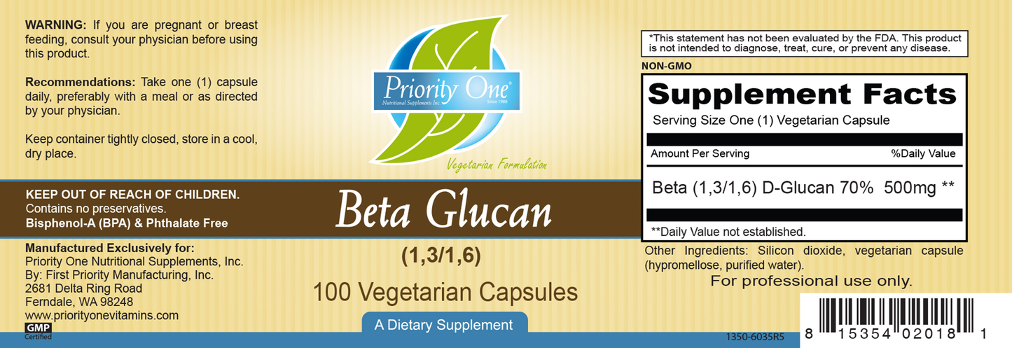 Beta Glucan 500 mg 100 vegcaps