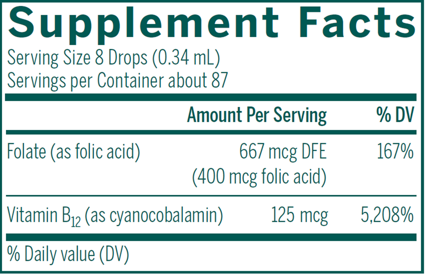 Bio Folic Acid + B12 Liquid 1 fl oz