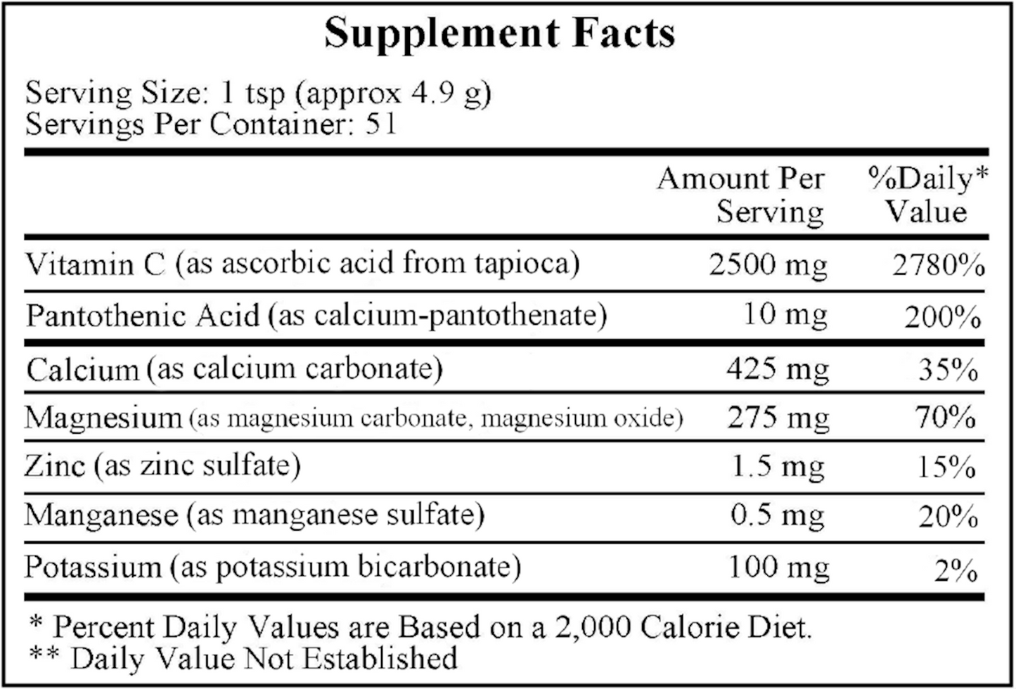 Buffered Vitamin C Crystals 250 gms