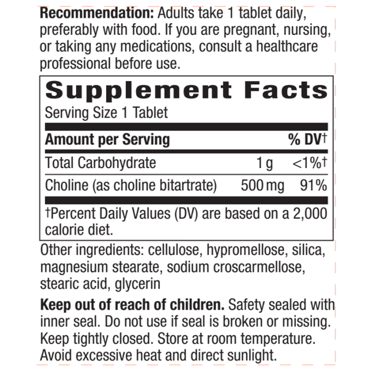 Choline 500 mg 100 tabs