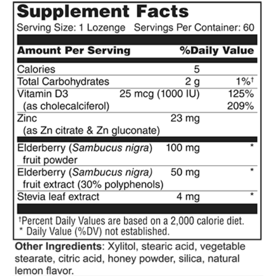 Zinc, Elderberry & D Lozenges (10394)