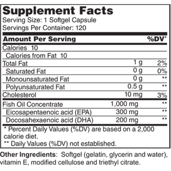 Omega-3 Fish Oil Enteric Coated (HP) 120 (10314)