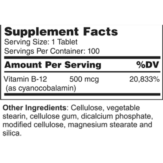 Vitamin B-12 Cyanocobolamin 500 mcg (10150)