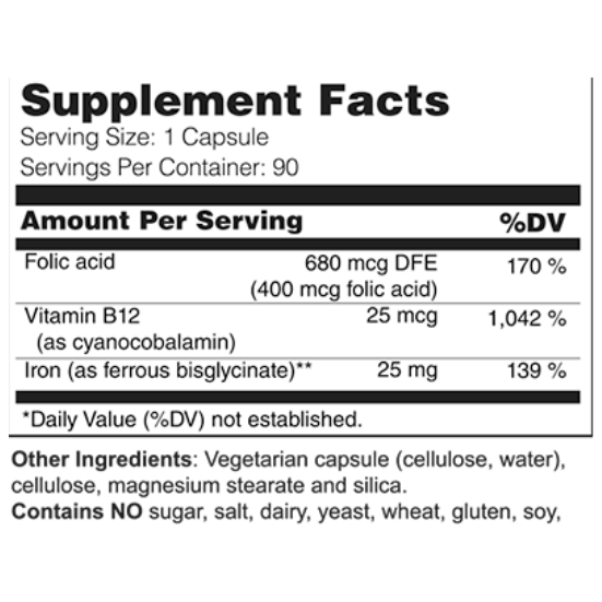 Iron 25 mg with B12 and Folate (10427)