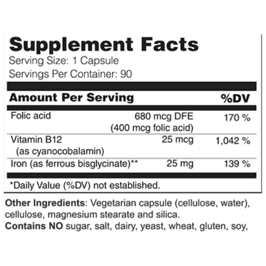 Iron 25 mg with B12 and Folate (10427)