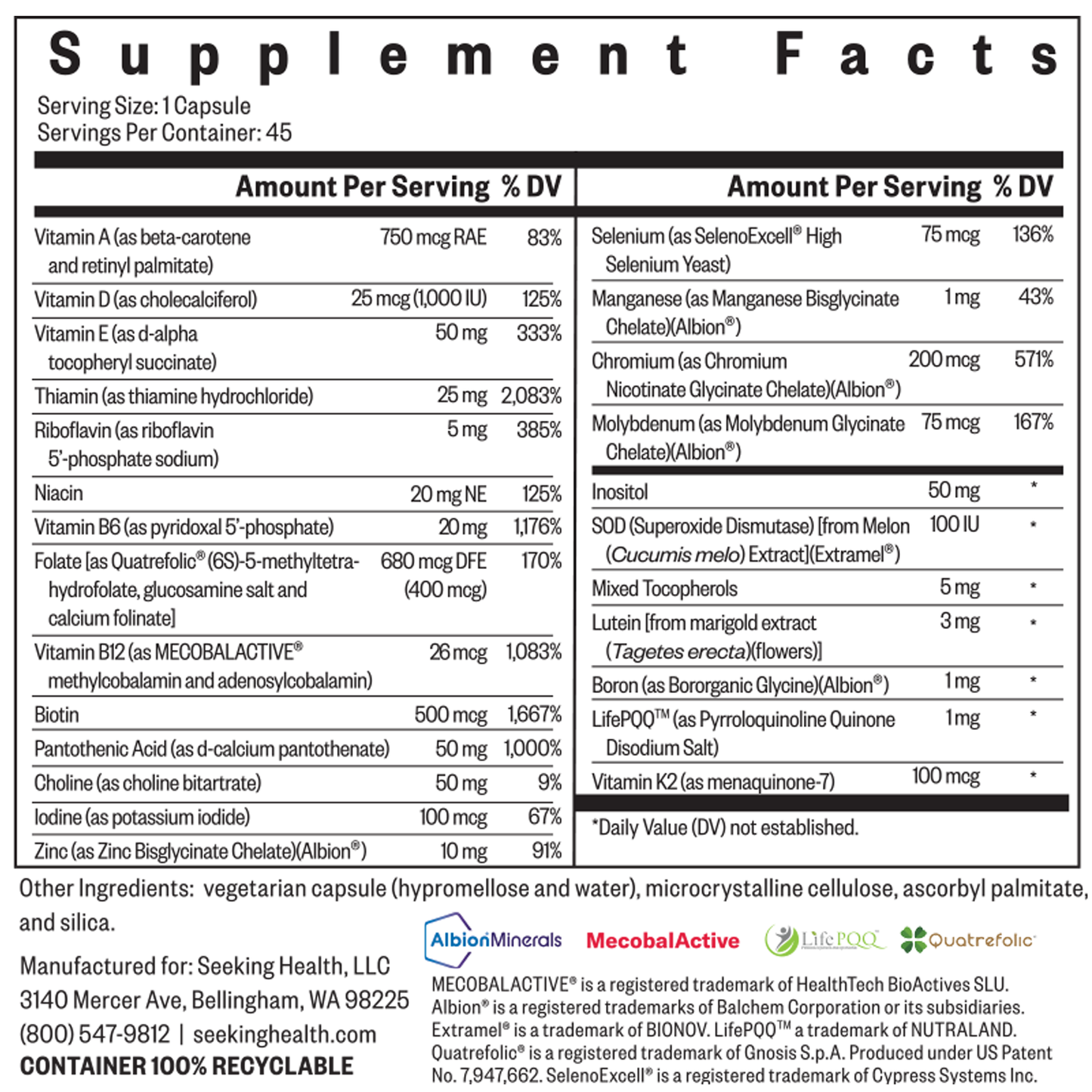 Multivitamin One 45 vegcaps