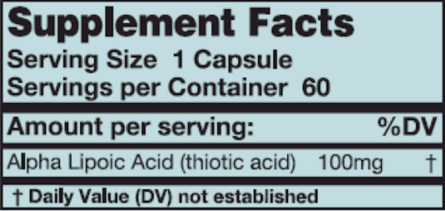 Alpha Lipoic Acid 100 mg 60 caps