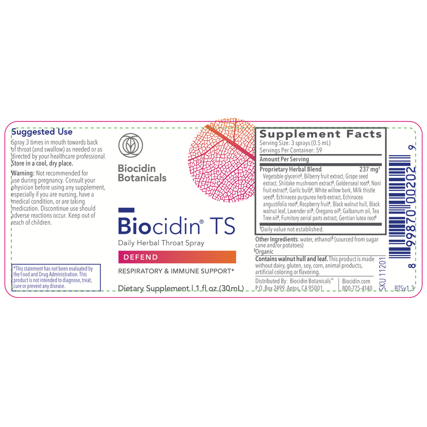 Biocidin Throat Spray Advanced Frm 1 oz