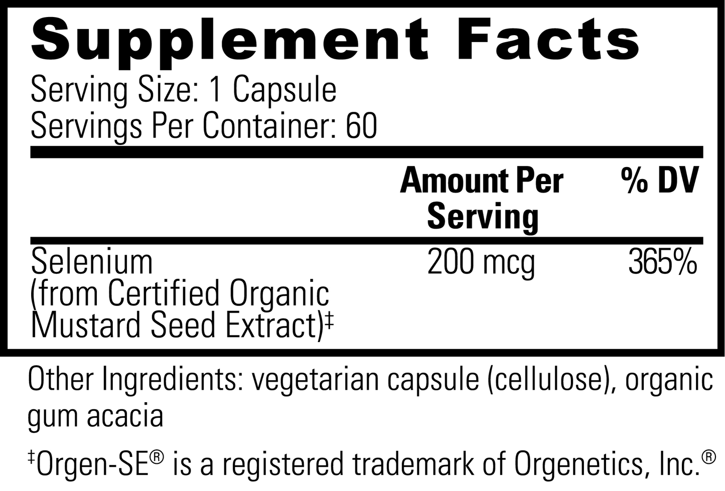 Plant-Based Selenium 60 capsules