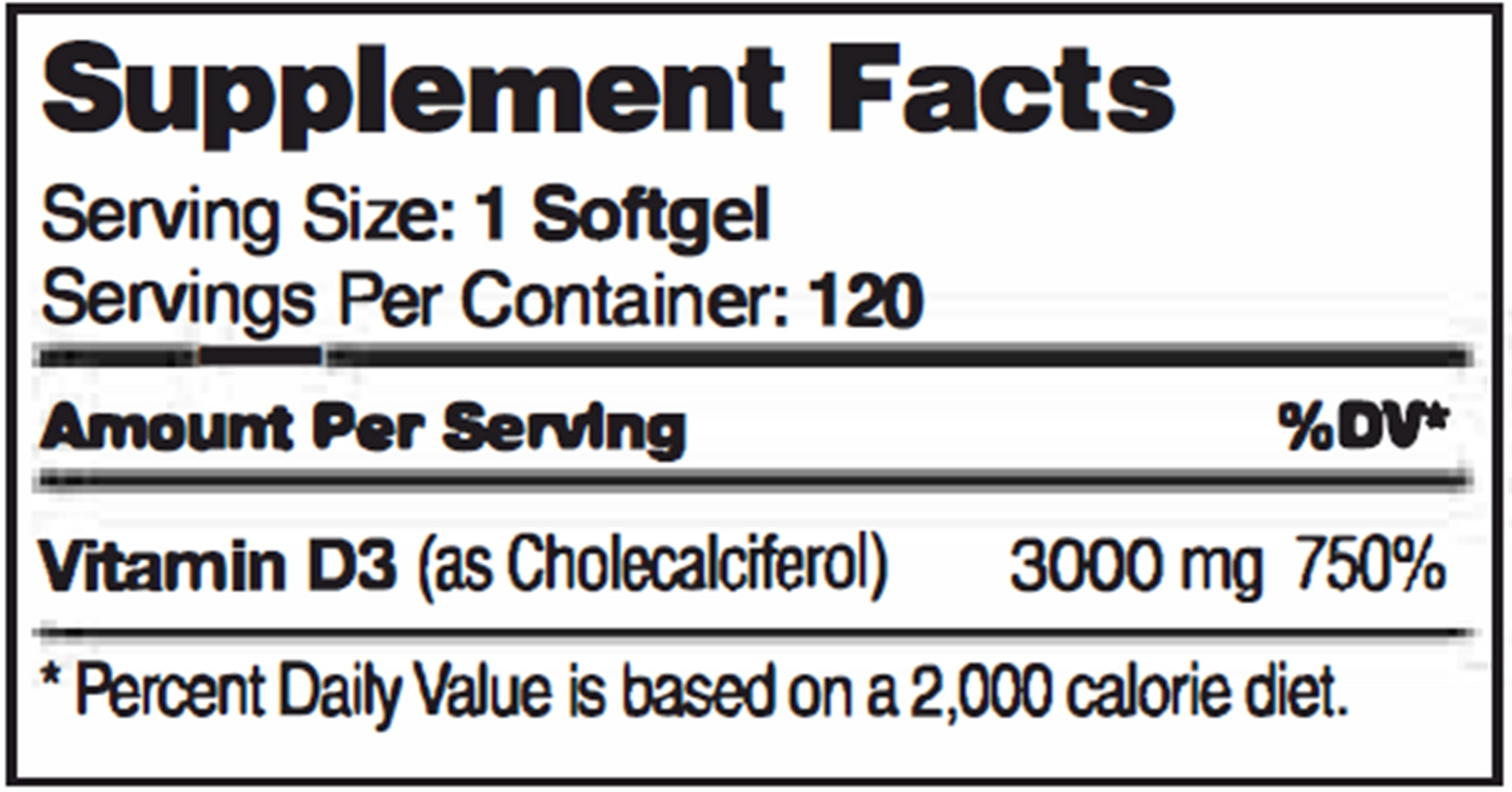 Vitamin D3 3000 IU 120 softgels