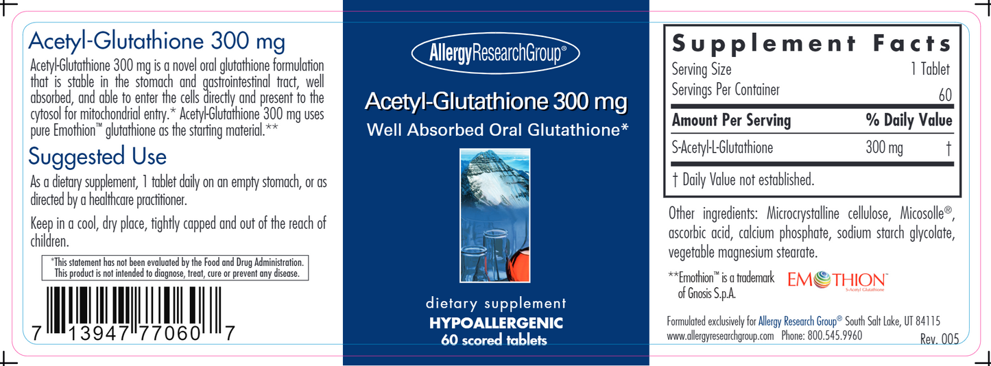 Acetyl-Glutathione 300 mg 60 tabs