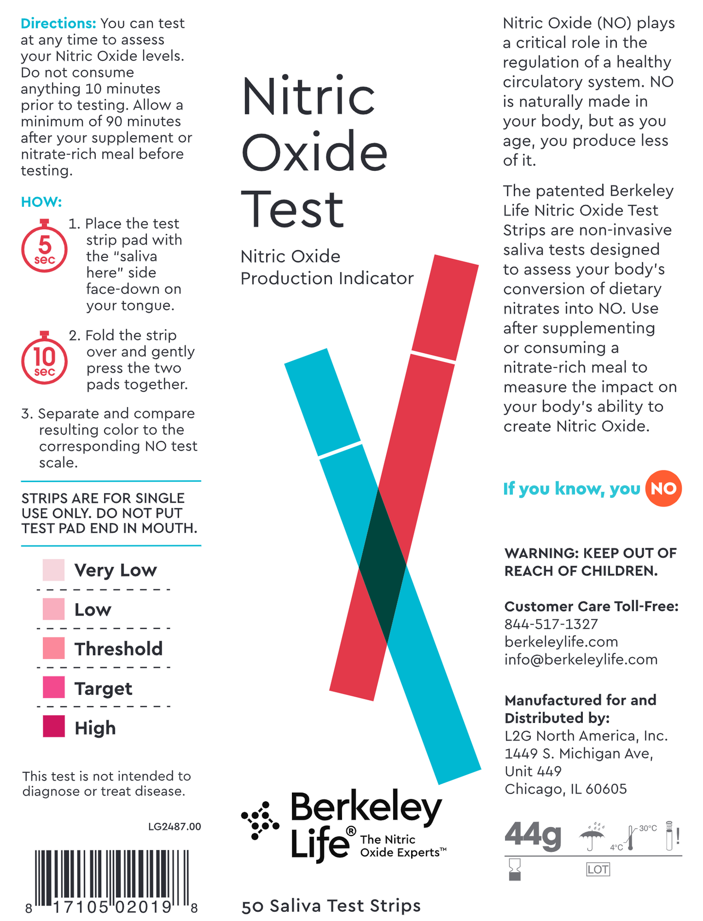 Test Nitric Oxide Test Strips 50 ct