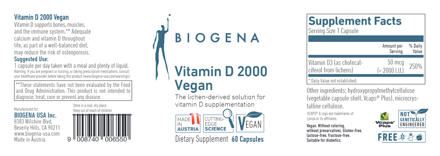 Vitamin D 2000 Vegan Formula 60 caps