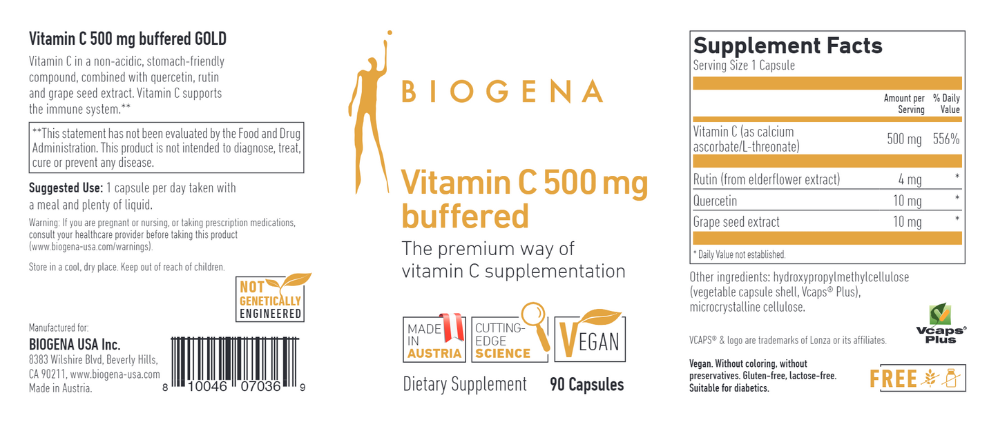 Vitamin C 500 mg buffered 90 vegcaps