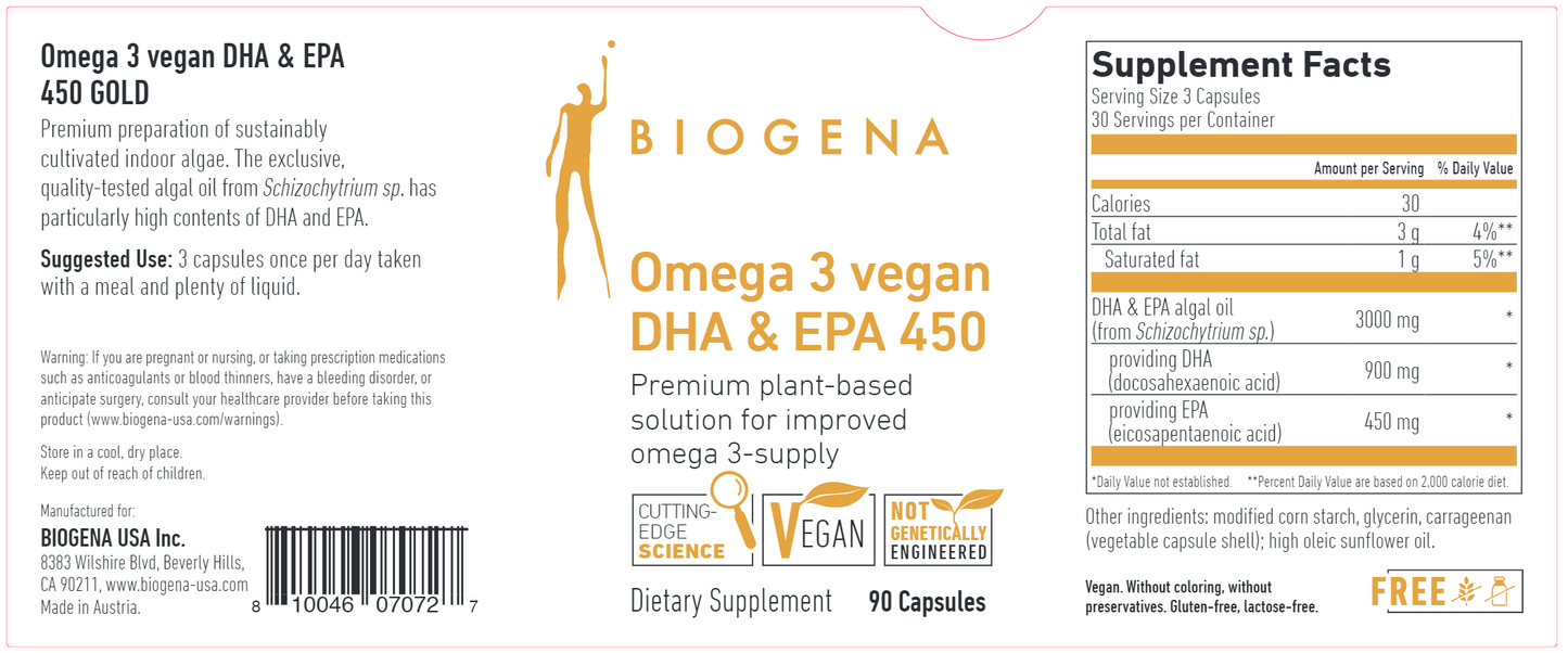 Vegan Omega 3 DHA & EPA 450 90 caps