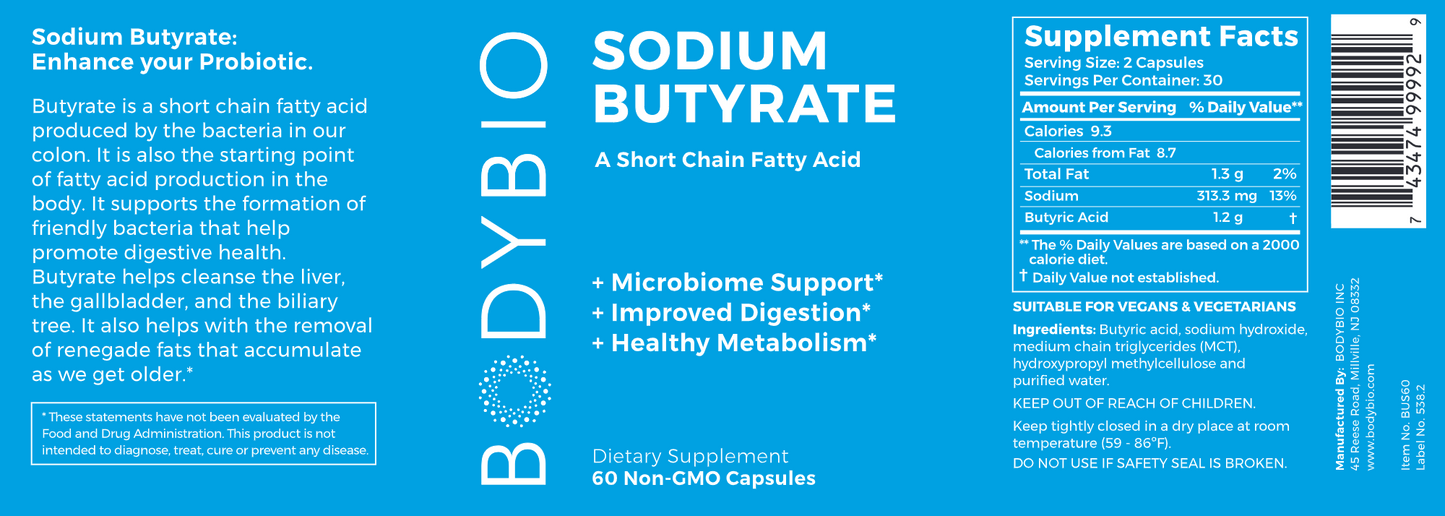 Sodium Butyrate 600 mg 60 vegcaps