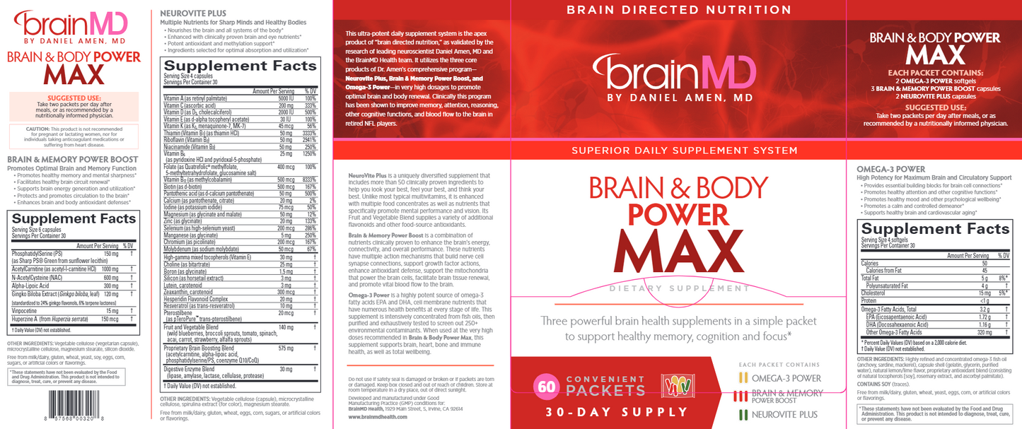 Brain & Body Power Max 60 packets