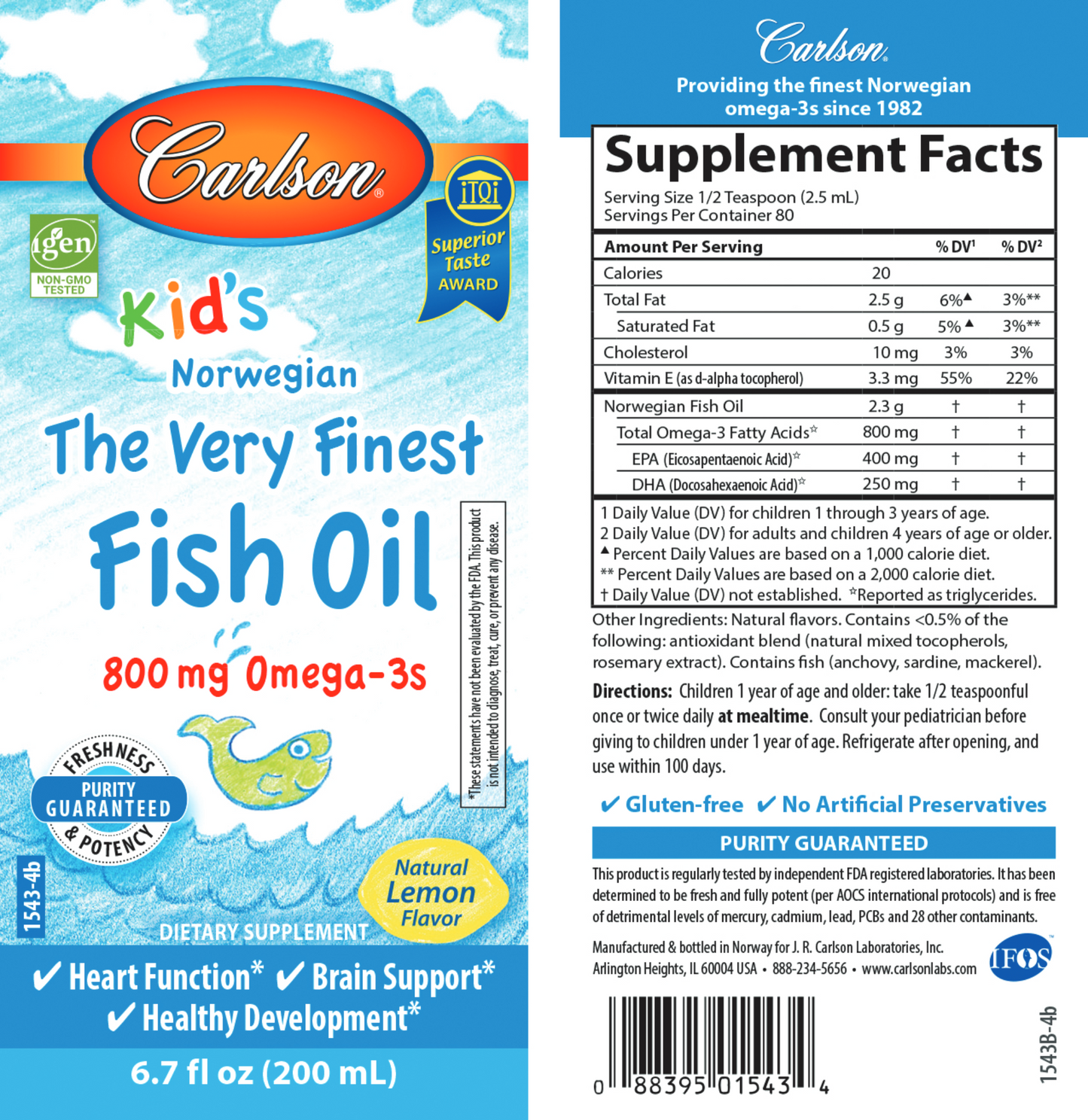 Carlson® for Kids Fish Oil Lemon 200 ml