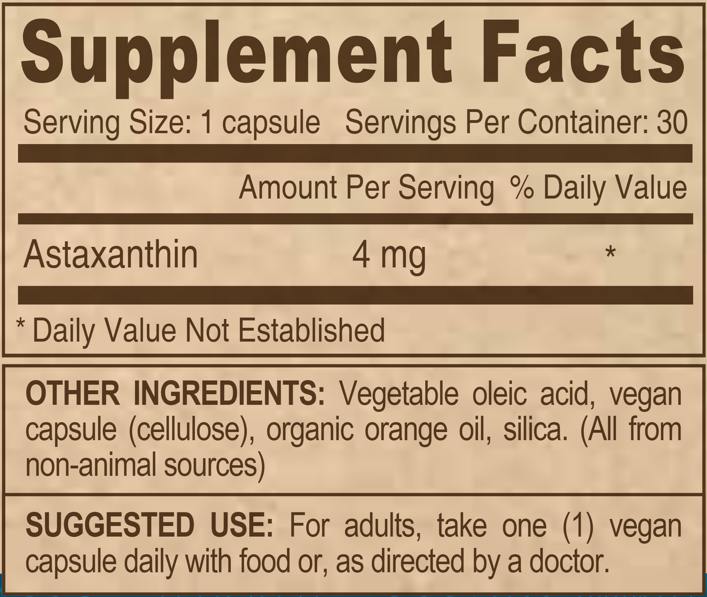 Vegan Astaxanthin 4 mg 30 vcaps