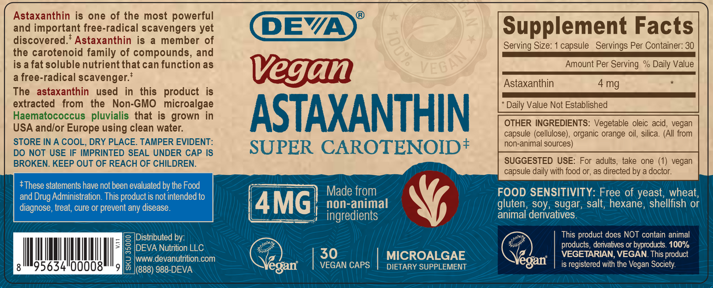 Vegan Astaxanthin 4 mg 30 vcaps