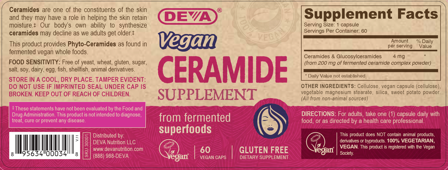 Vegan Ceramide Skin Support 60 tabs