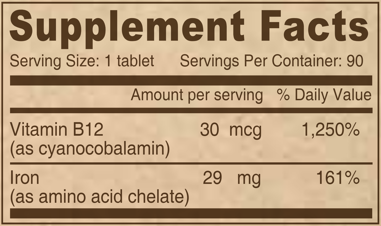 Vegan Chelated Iron 29 mg 90 tabs