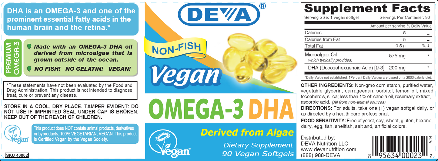 Vegan Omega-3 DHA 200 mg 90 softgels