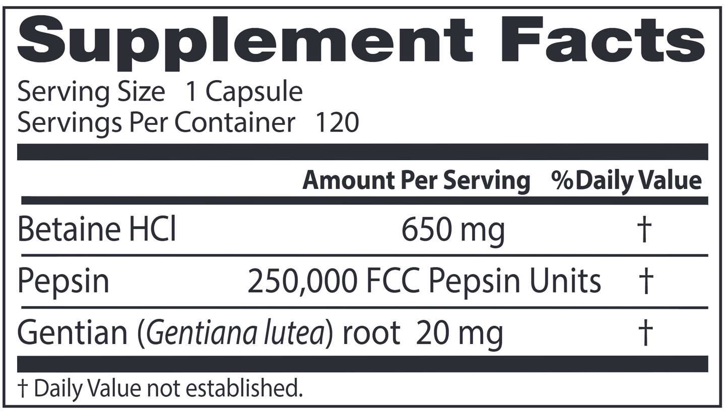 Betaine HCl Pepsin 120 caps