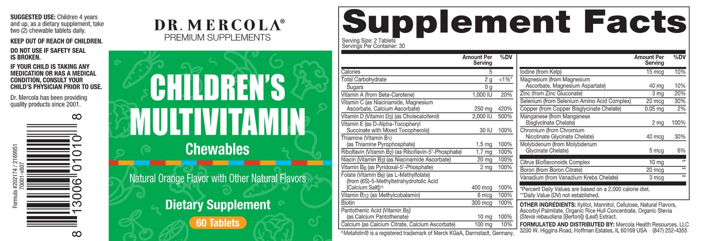 Children's Chewable Multivitamin 60 tabs