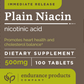 Plain Niacin 500 mg IR 100 tabs