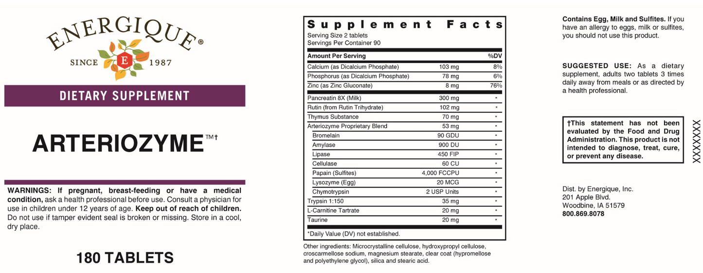 Arteriozyme 180 tabs