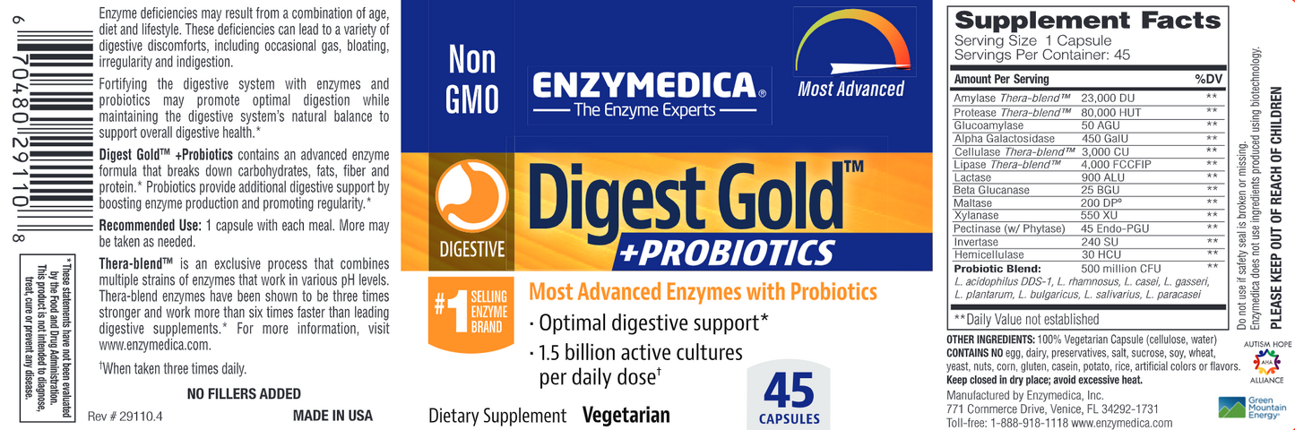 Digest Gold + Probiotics 45 vegcaps