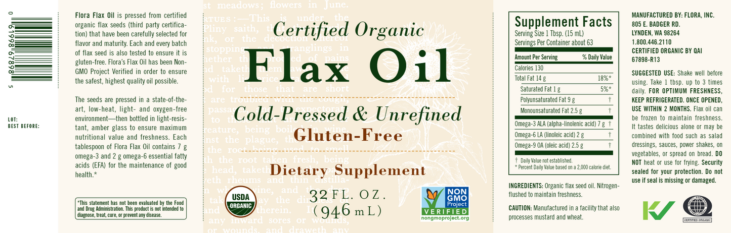 Flax Oil Certified Organic 32 fl oz