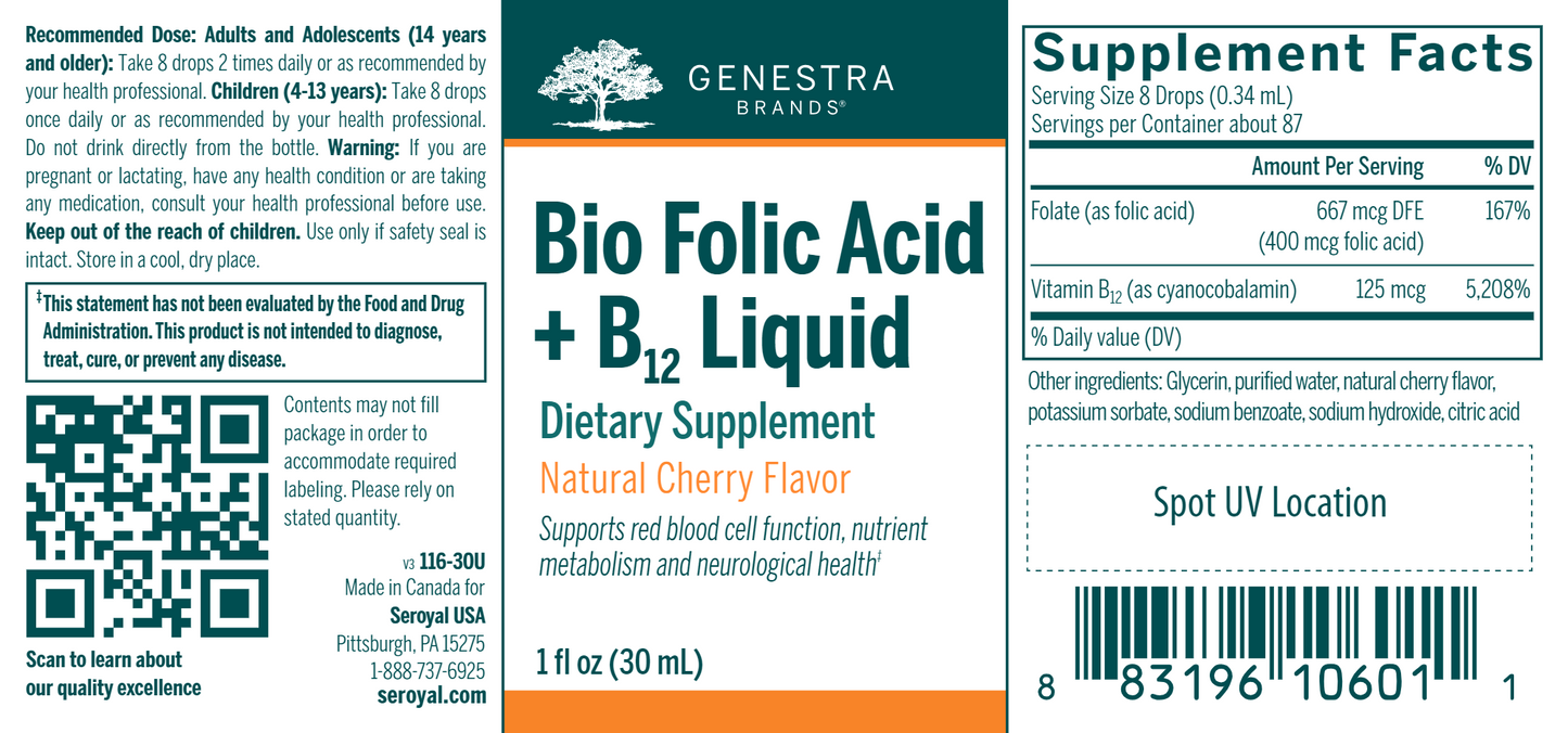 Bio Folic Acid + B12 Liquid 1 fl oz