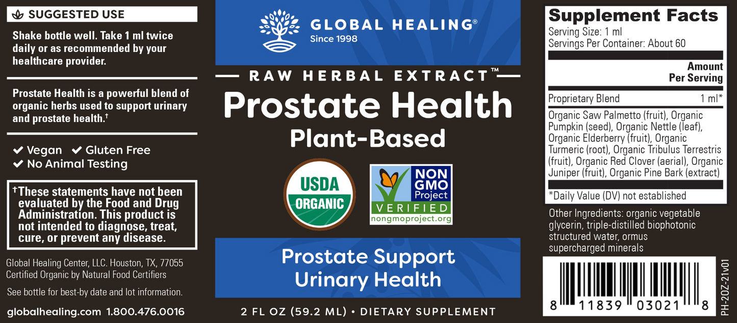 Prostate Health - Organic Prostate Support Raw Herbal Extract 2 oz liquid